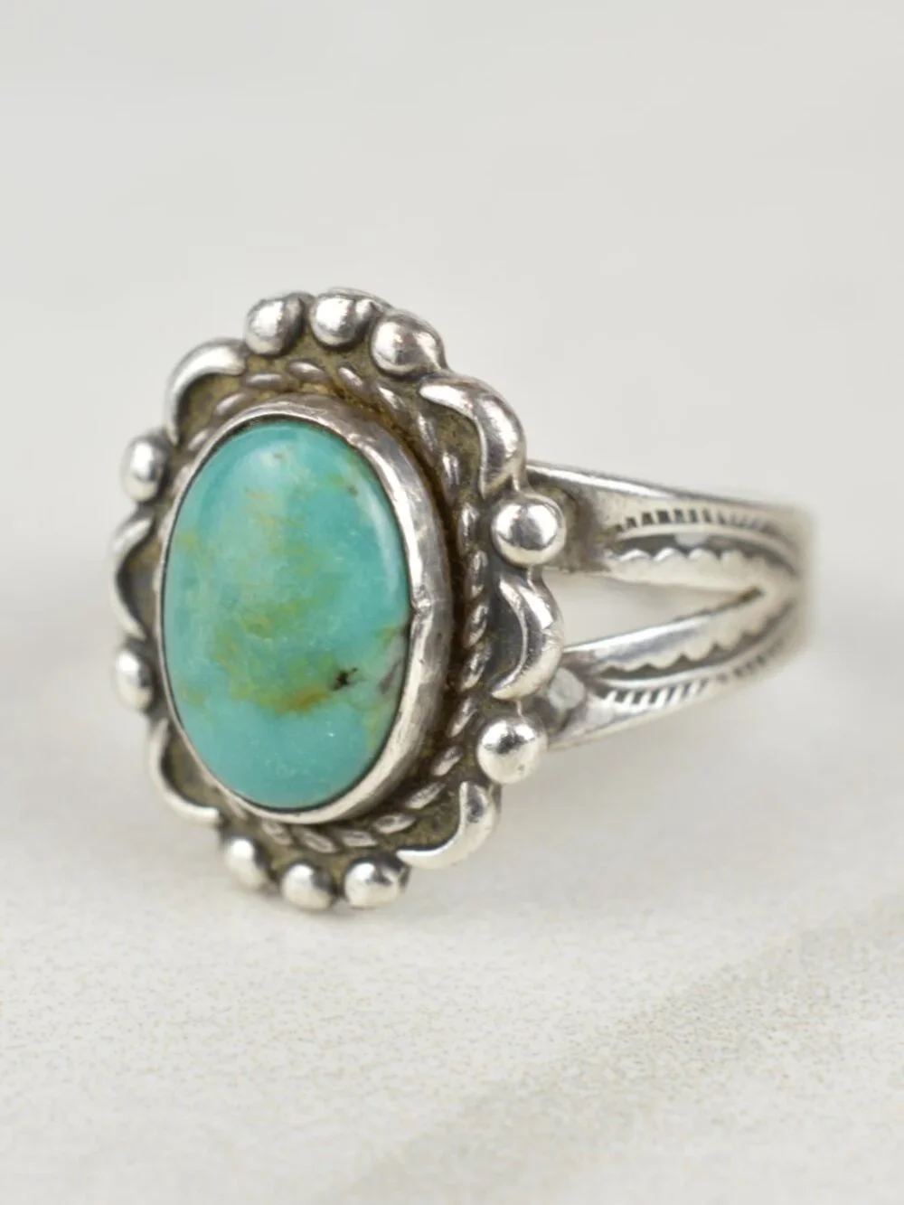Vintage Bell Trading Post Sterling Silver Turquoise Ring Size 5 Southwestern